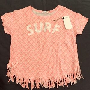 Fringe Peach Top with SURF text